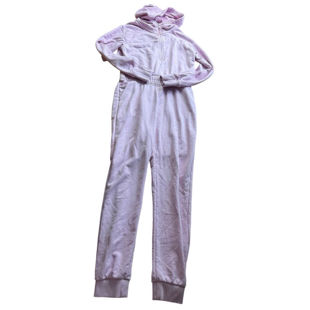 Zella girls pink hooded jumpsuit size 10/12